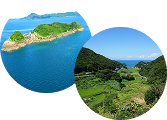 中江ノ島と春日集落と安満岳